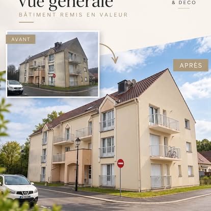 Avant après du nettoyage de façade d'un bâtiment à Clairoix dans l'Oise